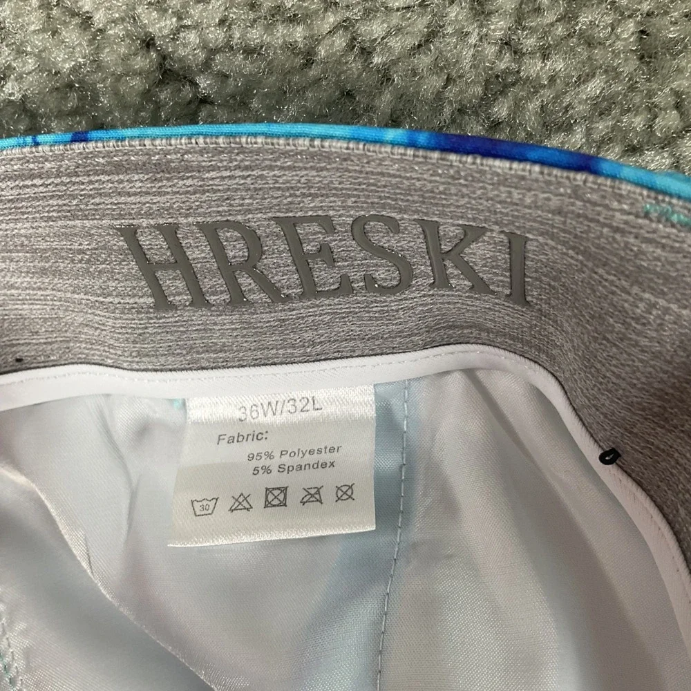 Hreski Golf Pants Mens 36W 32L Blue White Marble Swirl Performance Trousers